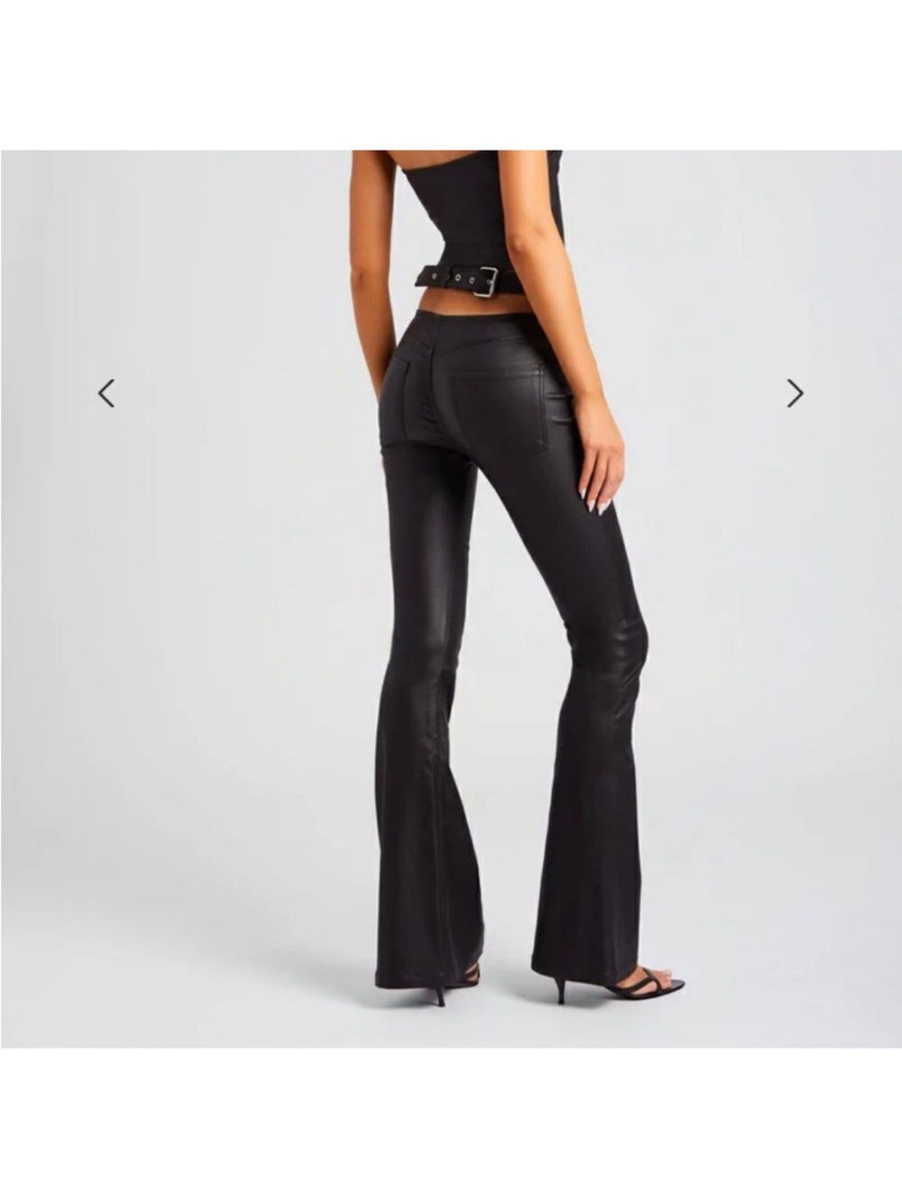Boot-Cut Faux Leather Pants in Black